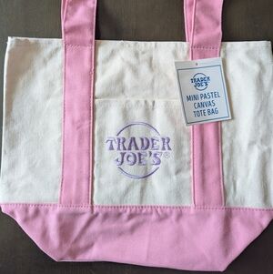 NWT Trader Joe's Mini Tote Bag With Pink Straps Limited Edition